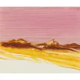 Desert and Mountains by Sidney Nolan, mixed media on paper, sold Feb 2024