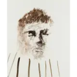 Concentration Camp Prisoner by Sidney Nolan, 1961, mixed media on paper, sold Feb 2024