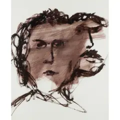 Two Faces by Sidney Nolan, 1961, mixed media on paper, sold Feb 2024