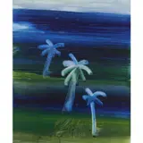 Palm Trees and Ocean by Sidney Nolan, mixed media on paper, sold Feb 2024