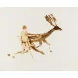Figure and Reindeer by Sidney Nolan, mixed media on paper, sold Feb 2024