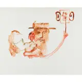 Bird and Two Figures by Sidney Nolan, mixed media on paper, sold Feb 2024