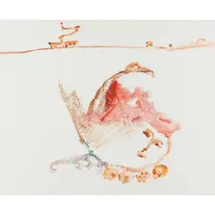 Mermaid and Ship by Sidney Nolan, mixed media on paper, sold Feb 2024
