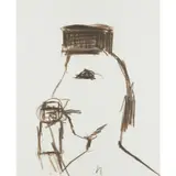 Figure in Hat and Small Kelly by Sidney Nolan, crayon on paper, sold Feb 2024