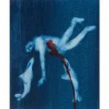 Lie with the Fish, They'll Dress Your Wounds, and Lick Away Your Blood, and Have No Care for You by Sidney Nolan, 1965, mixed media on paper, sold Feb 2024