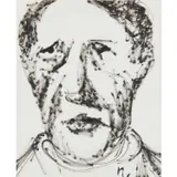 Bushranger Head by Sidney Nolan, c.1954, ink on paper, sold Feb 2024