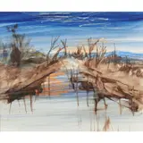 New York by Sidney Nolan, 1959, mixed media on paper, sold Feb 2024