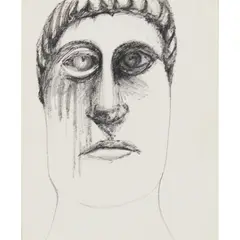 Classical Head by Sidney Nolan, 1955, ink on paper, sold Feb 2024