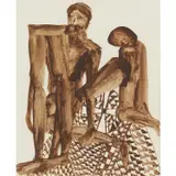 Italian Figures by Sidney Nolan, 1954, mixed media on paper, sold Feb 2024