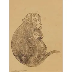 Ma Mahood, The Treasure, 1958, linocut