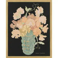 Hall Thorpe, Sweet Peas in Glass Vase, woodcut