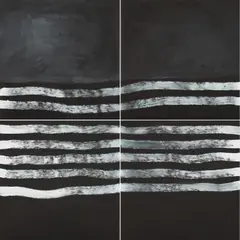 Phyllis Thomas, (Language group: Gijia), ochres and pigment with acrylic binder on Belgian linen