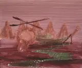 Helicopter and Mountains by Sidney Nolan, c.1967, mixed media on paper, sold Oct 2023