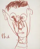 Doctor of Philosophy by Sidney Nolan, crayon on paper, double-sided, sold Oct 2023