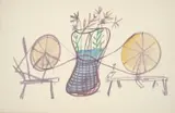 Sidney Nolan, Spinning Wheels and Vase, c.1948, watercolour and paper
