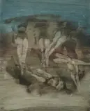 Figures by Sidney Nolan, 1963, mixed media on paper, sold Oct 2023