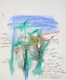 Carp Swimming in Pool in Japanese Garden, Kyoto by Sidney Nolan, 1957, mixed media on paper, sold Oct 2023