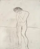 Standing Figure by Sidney Nolan, c.1949, transfer drawing on paper, sold Oct 2023