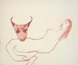 Look, My Cow's Producing Veal by Sidney Nolan, mixed media on paper, sold Oct 2023
