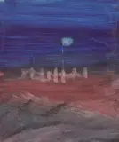 Landscape and Flag by Sidney Nolan, mixed media on paper, sold Oct 2023