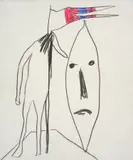 Greek Theme, Study for Sculpture by Sidney Nolan, 1956, mixed media on paper, sold Oct 2023