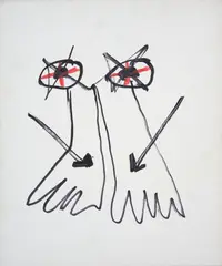 Abstract Figure by Sidney Nolan, mixed media on paper, sold Oct 2023