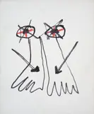 Abstract Figure by Sidney Nolan, mixed media on paper, sold Oct 2023