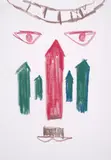 Face by Sidney Nolan, crayon on paper, sold Oct 2023