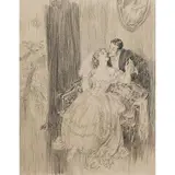 At the Ball by Norman Lindsay, 1942, pencil on paper, sold Mar 2024