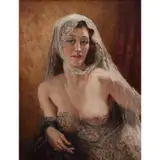 Norman Lindsay, Rita in Lace Mantilla, oil on canvas