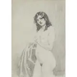 Toilette by Norman Lindsay, pencil on paper, sold Mar 2024