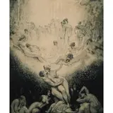 Love on Earth by Norman Lindsay, 1925, etching, ed. 44/55, sold Mar 2024