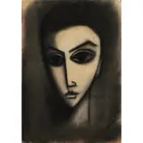 Robert Dickerson, Head of a Young Girl, charcoal on paper