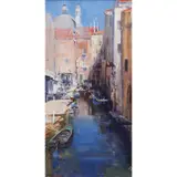 Ken Knight, A Quiet Canal, Venice, oil on board