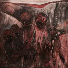 Elizabeth Durack, Open Cut Mine, Eastern Goldfields, W. A, oil on board