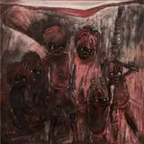 Elizabeth Durack, Open Cut Mine, Eastern Goldfields, W. A, oil on board