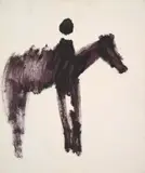 Figure and Horse by Sidney Nolan, mixed media on paper, sold Aug 2023