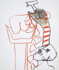 Sculptor by Sidney Nolan, c.1986, crayon on paper, sold Aug 2023