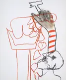 Sculptor by Sidney Nolan, c.1986, crayon on paper, sold Aug 2023