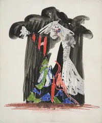 Kabuki by Sidney Nolan, 1957, mixed media on paper, sold Aug 2023