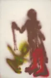 Figure and Bird by Sidney Nolan, c.1982, spray enamel on paper, sold Aug 2023