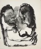 Couple Embracing by Sidney Nolan, mixed media on paper, sold Aug 2023
