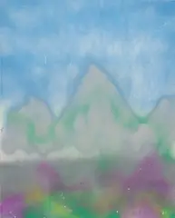 Chinese Landscape by Sidney Nolan, 1982, spray enamel and mixed media on paper, sold Aug 2023
