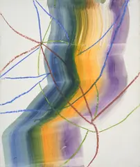 Abstract by Sidney Nolan, c.1958, mixed media on paper, sold Aug 2023