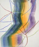 Abstract by Sidney Nolan, c.1958, mixed media on paper, sold Aug 2023