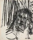 Woman (Robert Lowell) by Sidney Nolan, c.1965, transfer drawing on paper, sold Aug 2023