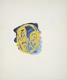 Two Faces in an Oval by Sidney Nolan, c.1958, mixed media on paper, sold Aug 2023