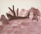 Boat by Sidney Nolan, mixed media on paper, sold Aug 2023