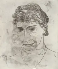 Portrait by Sidney Nolan, c.1949, transfer drawing on paper, sold Aug 2023