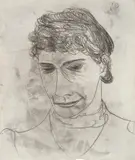 Portrait by Sidney Nolan, c.1949, transfer drawing on paper, sold Aug 2023